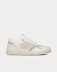 B27 White Smooth Calfskin and Off-White Dior Oblique Jacquard Low Top Sneakers