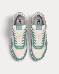 B27 Turquoise and Cream Smooth Calfskin and Cream Dior Oblique Jacquard Canvas Low Top Sneakers