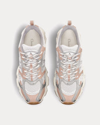 Chrono White Mesh with Nude and Silver-Tone Laminated Leather-Effect Panels Low Top Sneakers