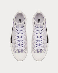 B23 White and Purple Dior Oblique Canvas with Embroidered Patches High Top Sneakers
