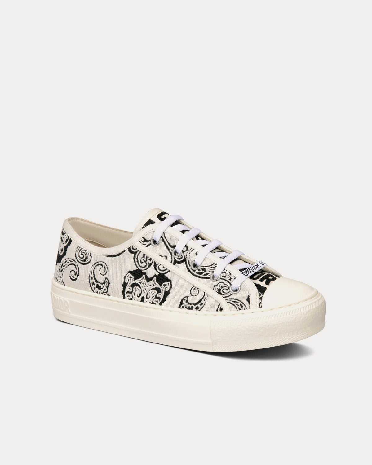 Walk'n'Dior Black and White Cotton with Dior Bandana Embroidery Low Top Sneakers