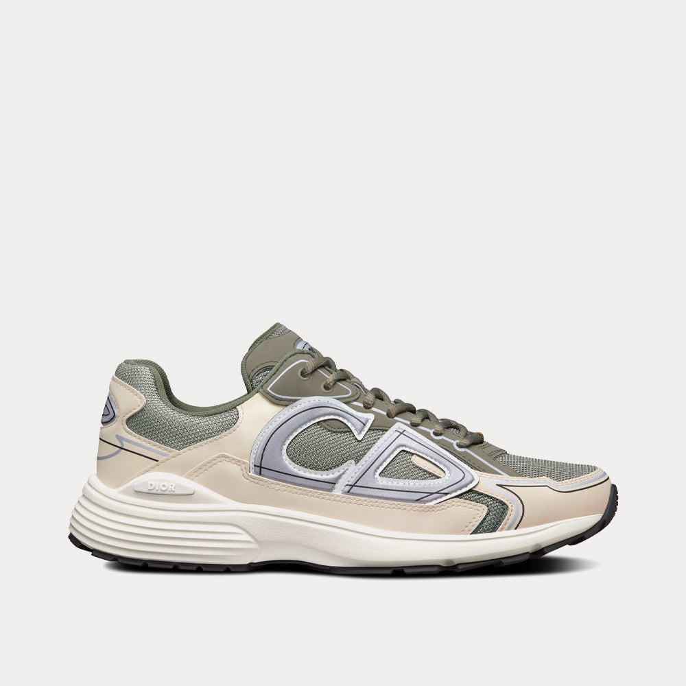 B30 Olive Mesh and Cream Technical Fabric Low Top Sneakers