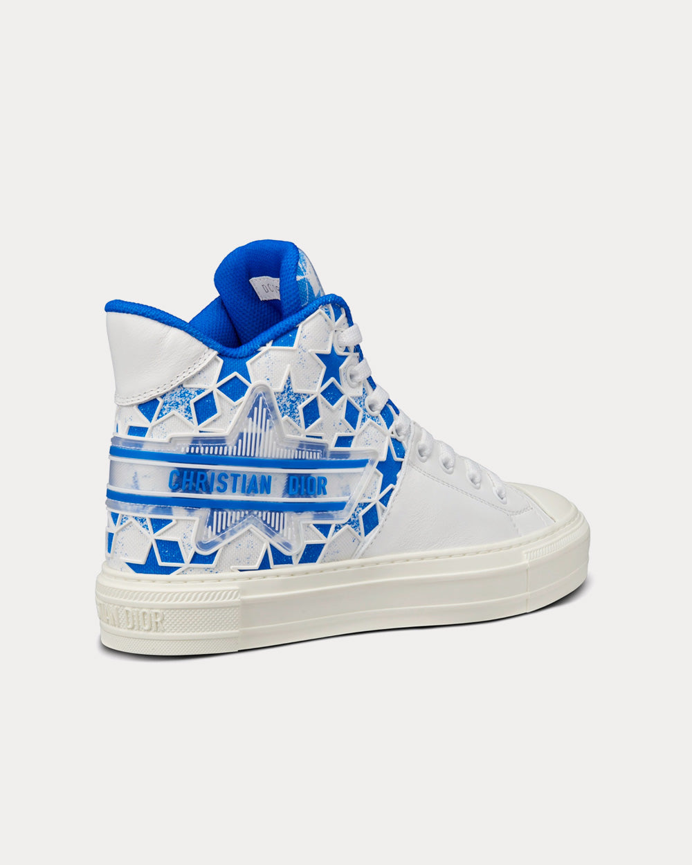 Walk'n'Dior Star Bright Blue and White Calfskin and Technical Fabric with Dior Étoile Motif High Top Sneakers