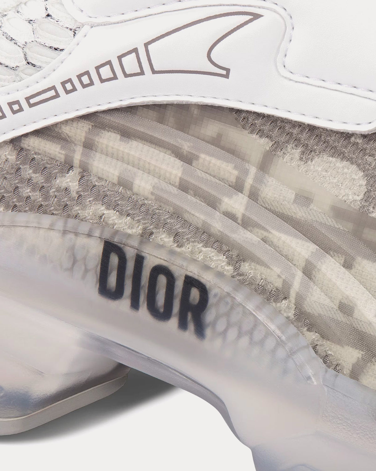 Dior Vibe Gray Dior Oblique Technical Fabric and Transparent Rubber Low Top Sneakers