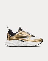 B22 Technical Mesh & Laminated Calfskin Gold-Tone / White / Black Low Top Sneakers