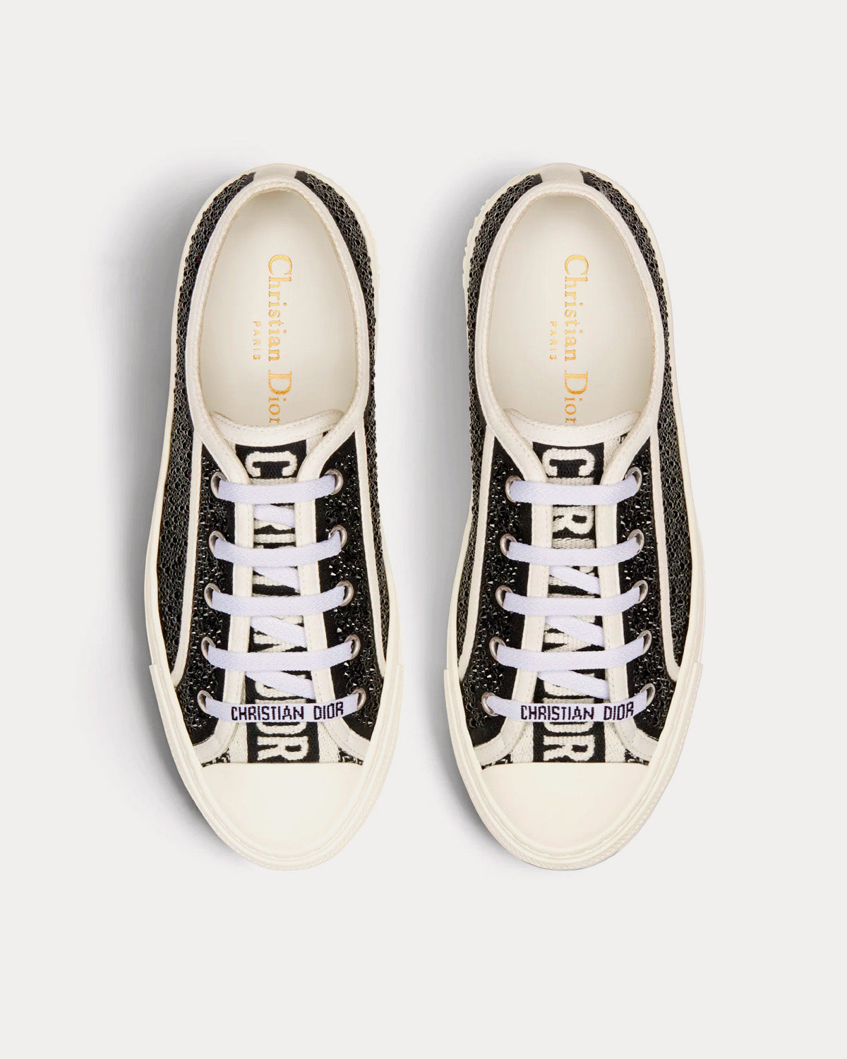Walk'n'Dior Black Cotton Embroidered with Strass Low Top Sneakers