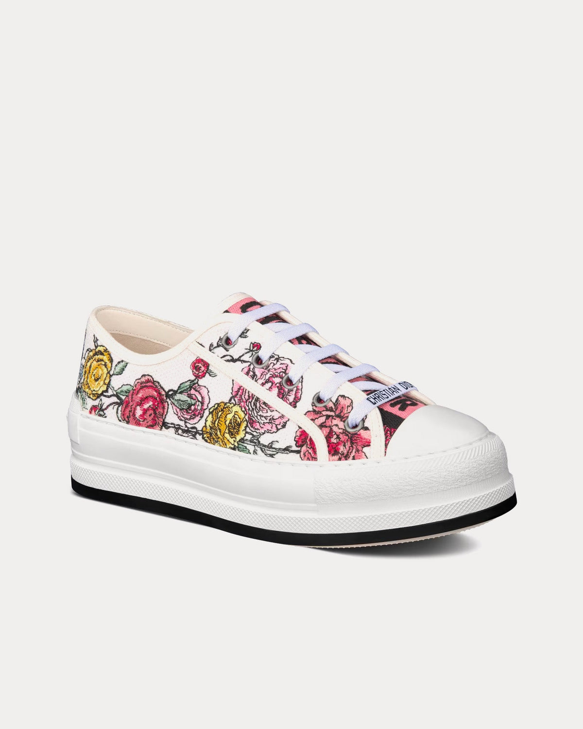Walk'n'Dior Platform White Multicolor Florilegio Embroidered Cotton Low Top Sneakers