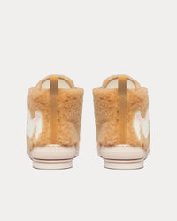 B23 Beige Shearling with Rabbit Motif High Top Sneakers