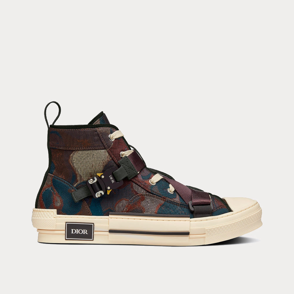B23 Brown Camouflage Jacquard High Top Sneakers