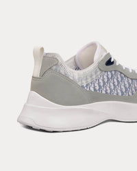 B25 Gray Suede and White Technical Mesh with Blue and White Dior Oblique Canvas Low Top Sneakers