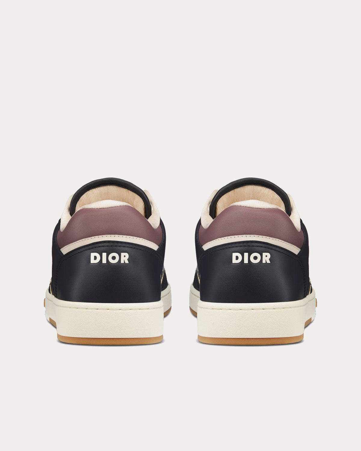 B27 Deep Blue and Plum Smooth Calfskin with Beige and Black Dior Oblique Jacquard Low Top Sneakers