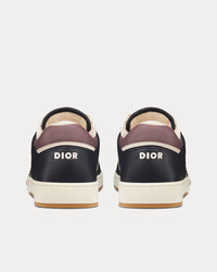 B27 Deep Blue and Plum Smooth Calfskin with Beige and Black Dior Oblique Jacquard Low Top Sneakers