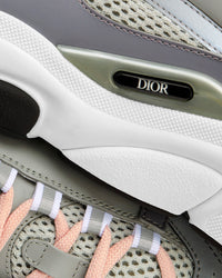 B22 Gray Technical Mesh and Smooth Calfskinn Low Top Sneakers
