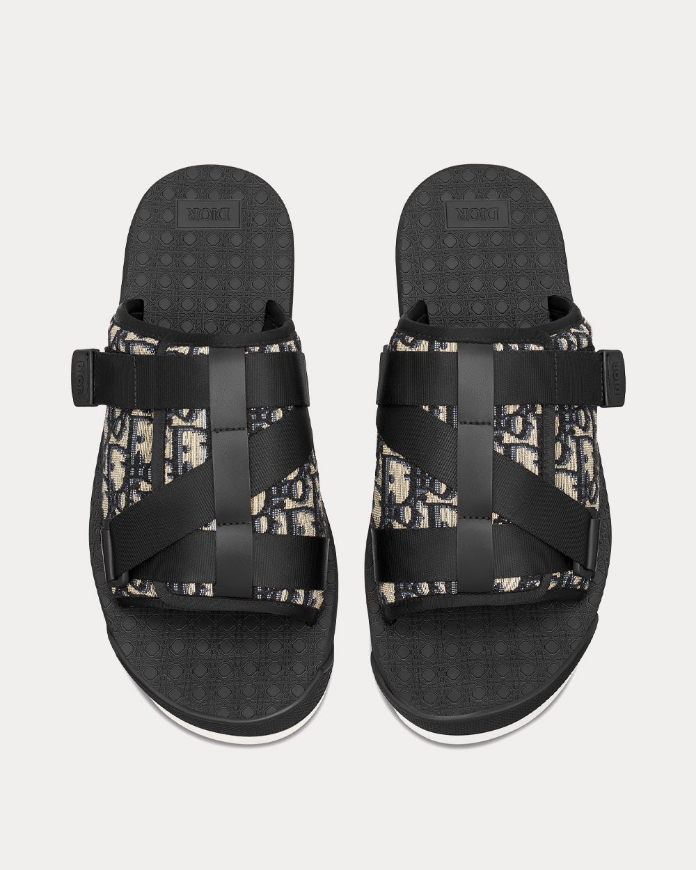Alpha Sandal Beige and Black Dior Oblique Jacquard Slip Ons