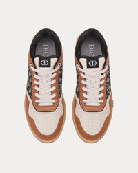 B27 Coffee, Cream and Black Smooth Calfskin with Beige and Black Dior Oblique Jacquard Low Top Sneakers