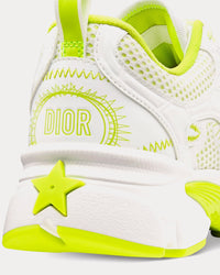 Miss Dior Chrono Mesh & Leather-Effect Panels White / Lime Green Low Top Sneakers