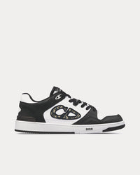 B57 Black and White Smooth Calfskin with Beige and Black Dior Oblique Jacquard Low Top Sneakers