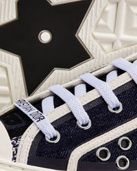 Walk'n'Dior Cotton Denim Embroidered with Eyelet Blue Motif Low Top Sneakers