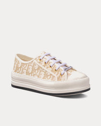 Walk'n'Dior Platform Gold-Tone Dior Oblique Cotton with Metallic Thread Embroidery Low Top Sneakers