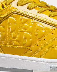 B27 Yellow Patent Calfskin and Dior Oblique Gravity Leather Low Top Sneakers