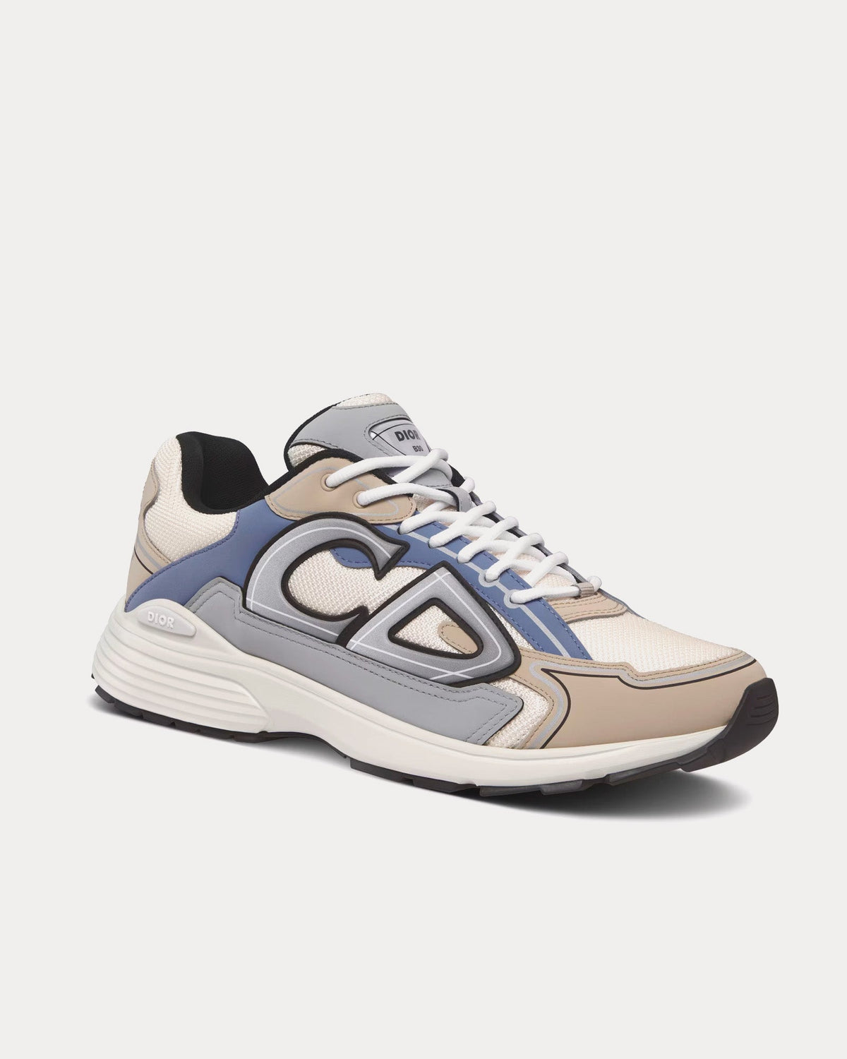 B30 Cream Mesh and Beige, Blue and Gray Technical Fabric Low Top Sneakers