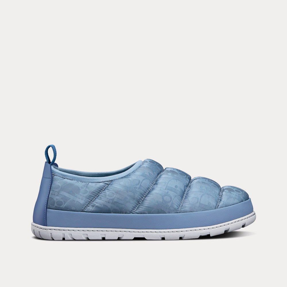 Snow Slipper Quilted Dior Oblique Mirage Technical Fabric Blue Slip Ons