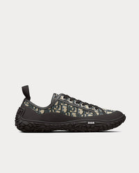 B28 Beige and Black Dior Oblique Jacquard and Black Rubber Low Top Sneakers