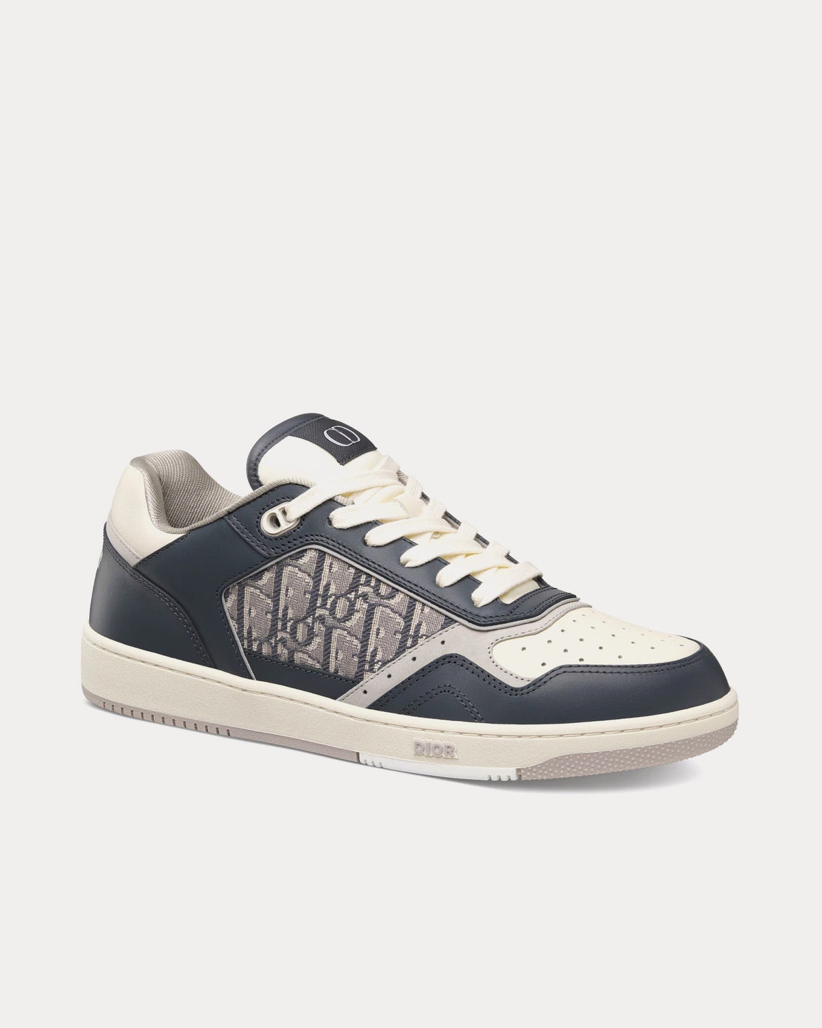 B27 Deep Gray and Cream Smooth Calfskin with Deep Gray Dior Oblique Jacquard Low Top Sneakers