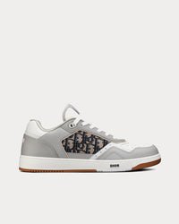B27 Gray and White Smooth Calfskin with Beige and Black Dior Oblique Jacquard Low Top Sneakers