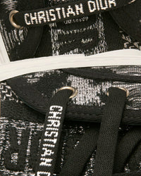 Walk'n'Dior Gray Mizza Embroidered Cotton and Metallic Thread Low Top Sneakers