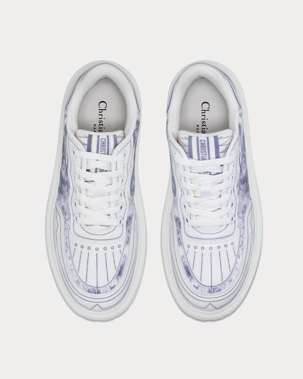 Addict Blue Toile de Jouy Technical Fabric Low Top Sneakers - Crown & Consign