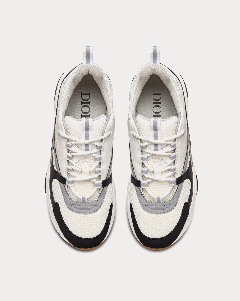 B22 Gray Technical Mesh with White and Black Smooth Calfskin Low Top Sneakers
