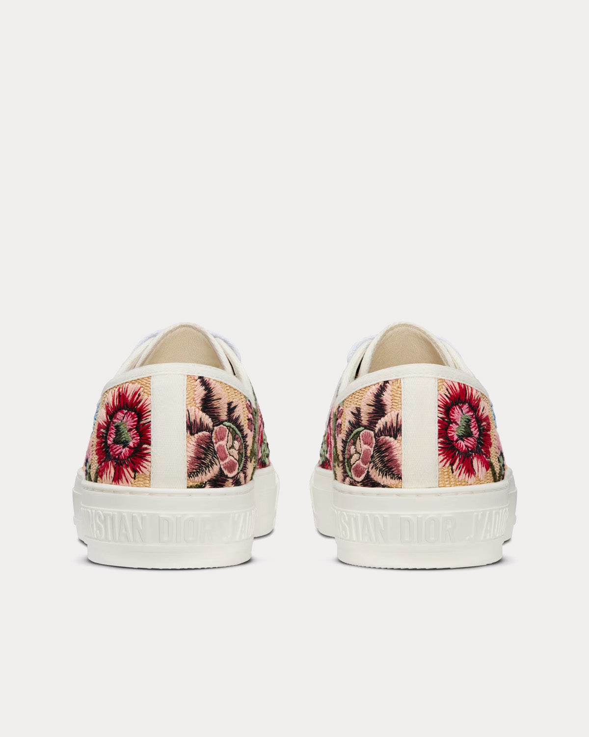 Walk'n'Dior Raffia Embroidered & Dior Petites Fleurs Motif Beige / Multi Low Top Sneakers
