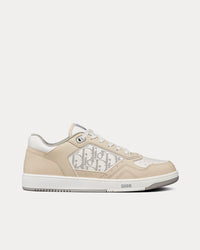 B27 Cream Nubuck Calfskin and White Dior Oblique Galaxy Leather Low Top Sneakers