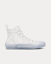 B23 Transparent Canvas with White Raised Dior Oblique Motif High Top Sneakers