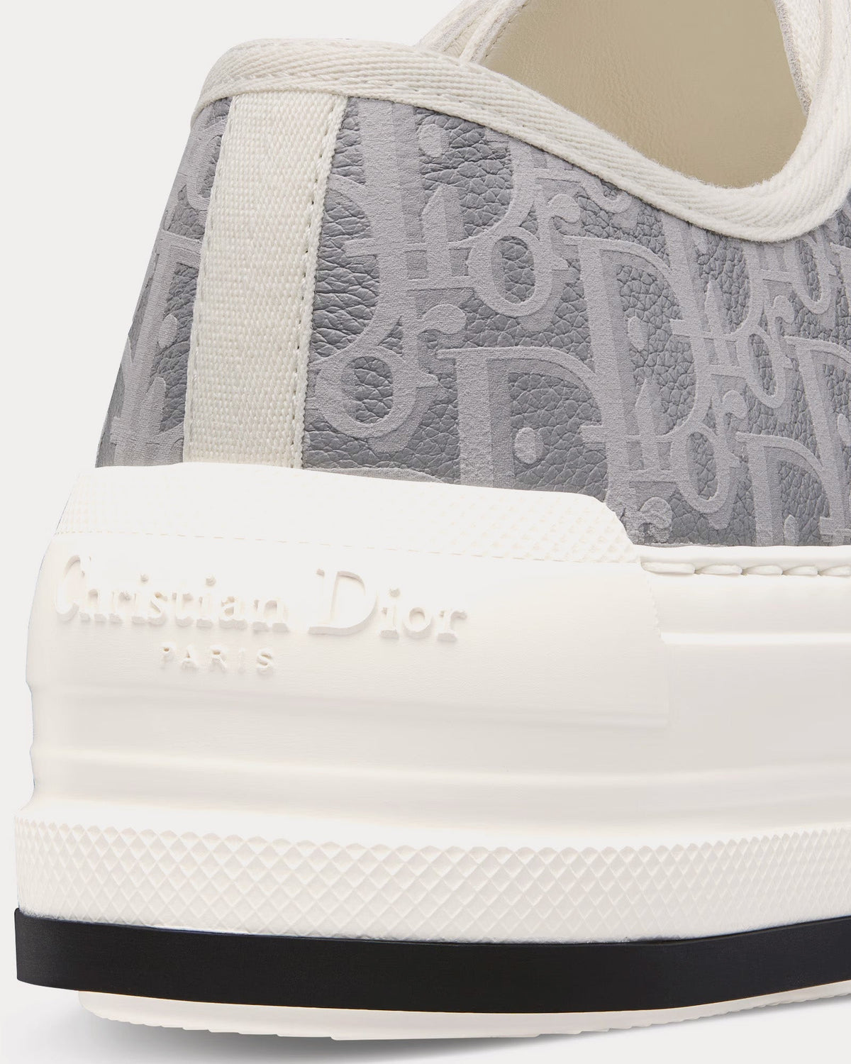 Walk'n'Dior Platform Gray Calfskin Textured with Dior Oblique Motif and Embroidered Cotton Low Top Sneakers