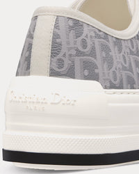 Walk'n'Dior Platform Gray Calfskin Textured with Dior Oblique Motif and Embroidered Cotton Low Top Sneakers