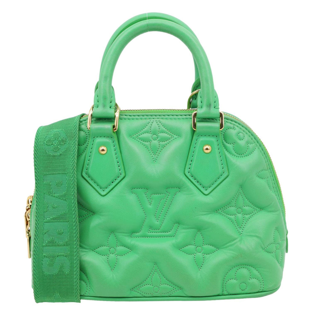 Alma Soft BB Bubblegram Quilted Leather Satchel Crossbody Bag Green