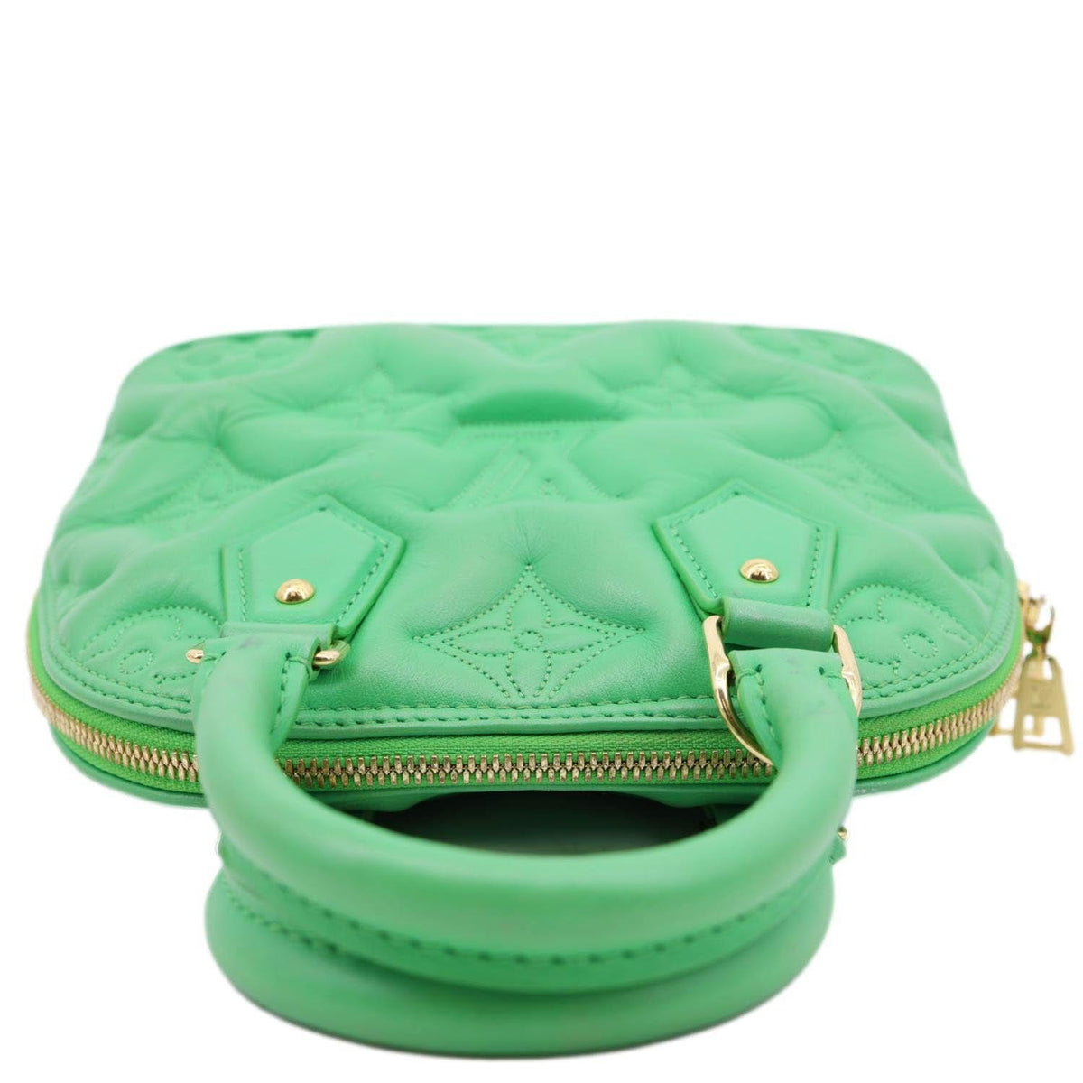 Alma Soft BB Bubblegram Quilted Leather Satchel Crossbody Bag Green - Crown & Consign