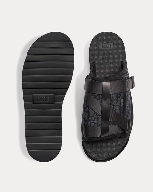 Alpha Black Dior Oblique Jacquard Sandals - Crown & Consign
