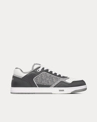 B27 Anthracite Gray and White Smooth Calfskin with Dior Oblique Jacquard with Ruthenium-Tone Metallic Thread Low Top Sneakers