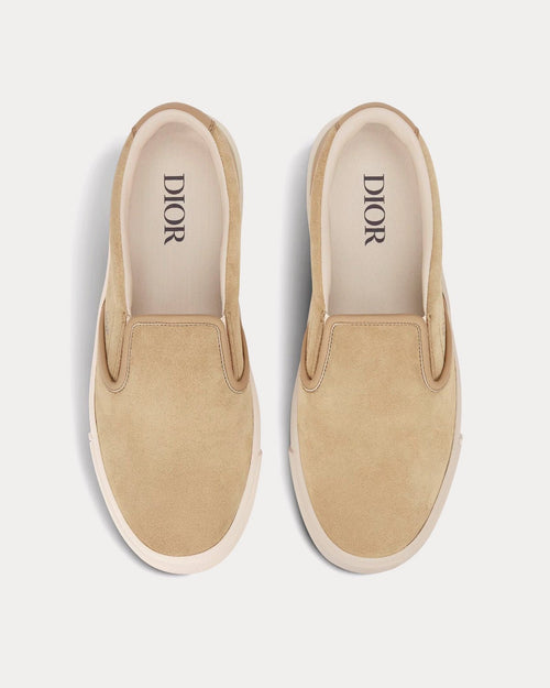 B101 Beige Suede and Smooth Calfskin Slip On Sneakers - Crown & Consign