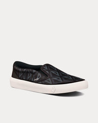 B101 Black CD Diamond Canvas and Smooth Calfskin Slip On Sneakers View 3