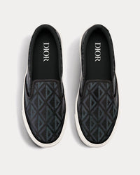 B101 Black CD Diamond Canvas and Smooth Calfskin Slip On Sneakers View 2