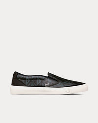 B101 Black CD Diamond Canvas and Smooth Calfskin Slip On Sneakers View 1