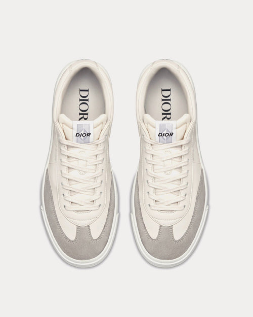 B101 Cream Smooth Calfskin and Greige Nubuck Low Top Sneakers - Crown & Consign