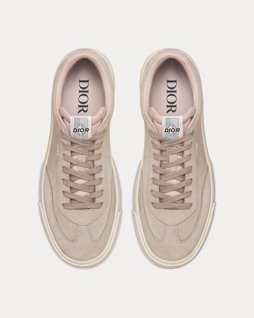 B101 Greige Nubuck Calfskin Low Top Sneakers - Crown & Consign