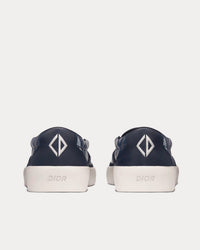B101 Navy Blue CD Diamond Canvas and Smooth Calfskin Slip On Sneakers View 3