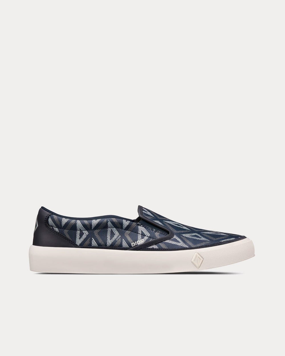 B101 Navy Blue CD Diamond Canvas and Smooth Calfskin Slip On Sneakers