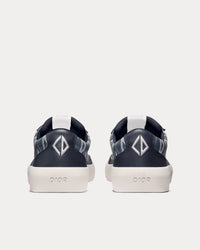 B101 Navy Blue CD Diamond Canvas, Smooth Calfskin and Nubuck Low Top Sneakers View 4